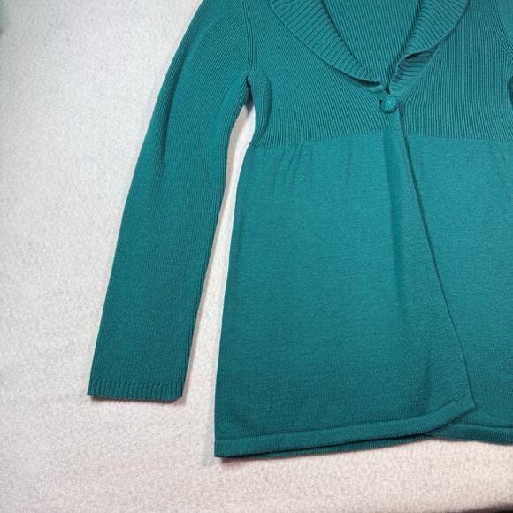 Alfani Lg Cardigan Angora Blend Teal Green Shawl Collar Single Button Closure rd - Picture 4 of 16